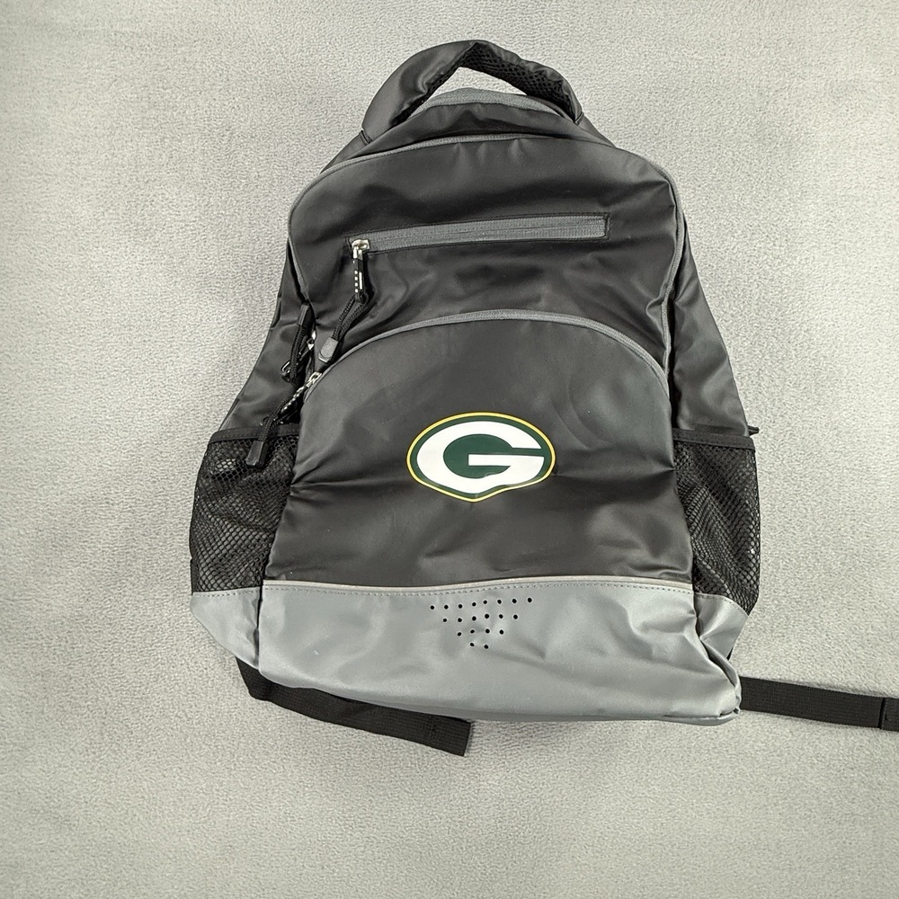 NFL Green Bay Packers backpack Black And Gray Logo Large Pockets Water Bottles